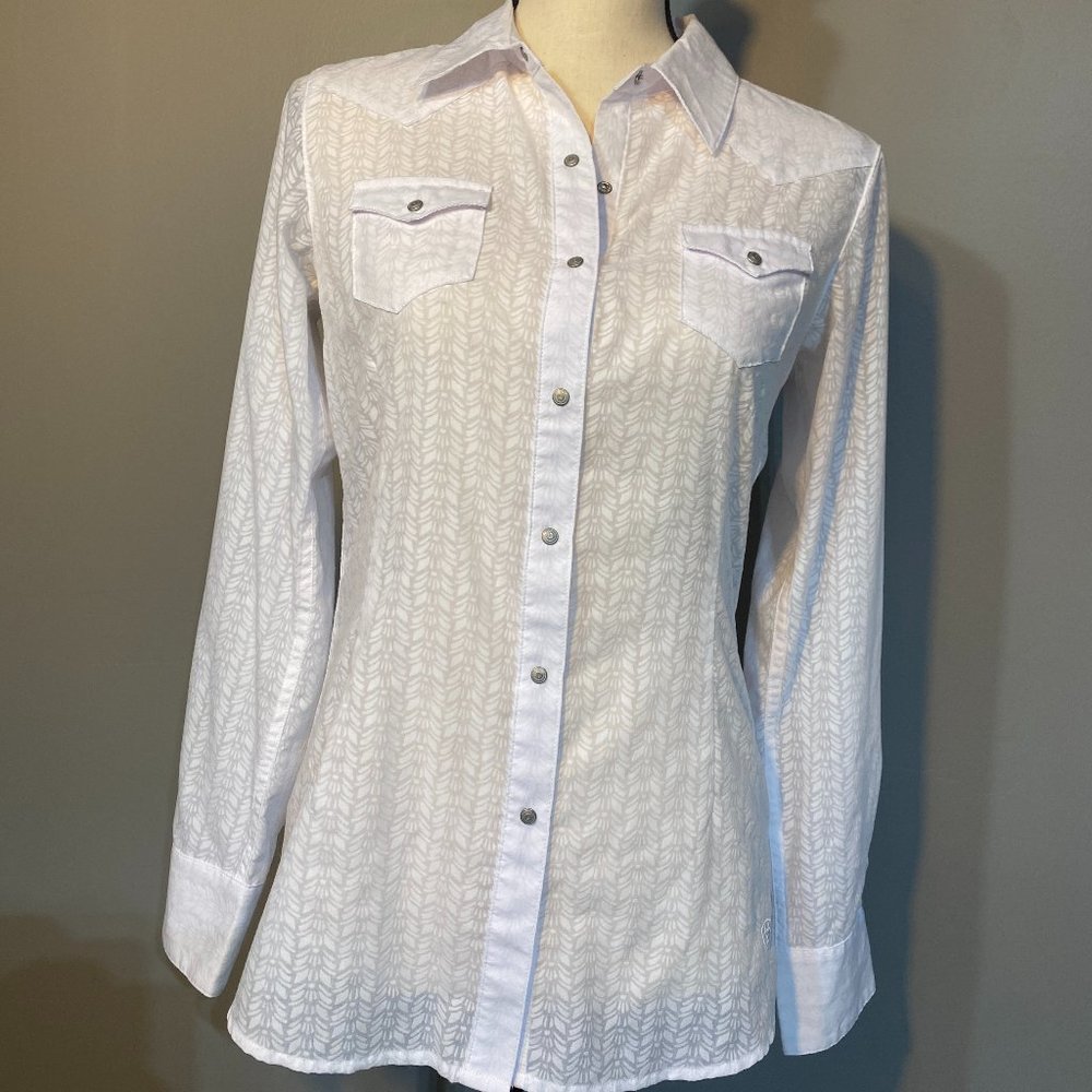 Button Down White Western Style Shirt